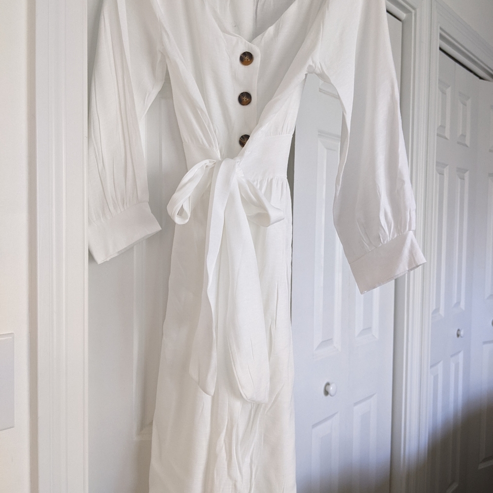 Button down V-neck dress